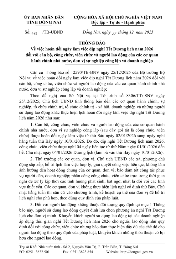 tb hioan doi lịch nghi tet duong lich