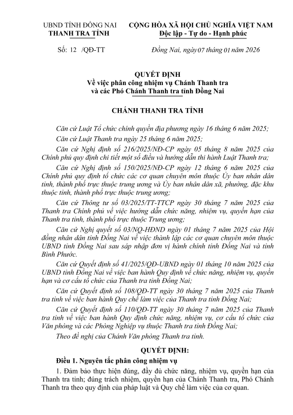 phan cong nhiem vu thanh tra tinh